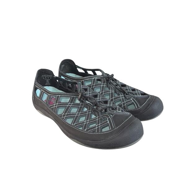 Khombu Weekends Black Teal Casual Flats Beach Hike Adjustable Women’s 10 MSRP 80 - Picture 1 of 6